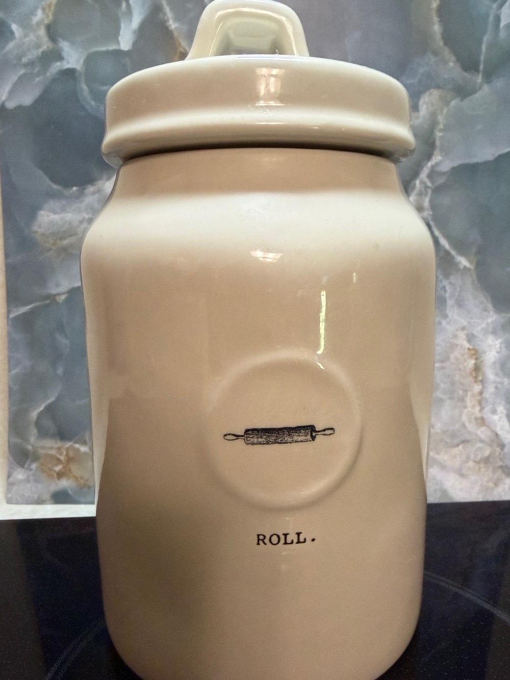 Rae Dunn Ceramic 'ROLL.' Kitchen Canister - Cream